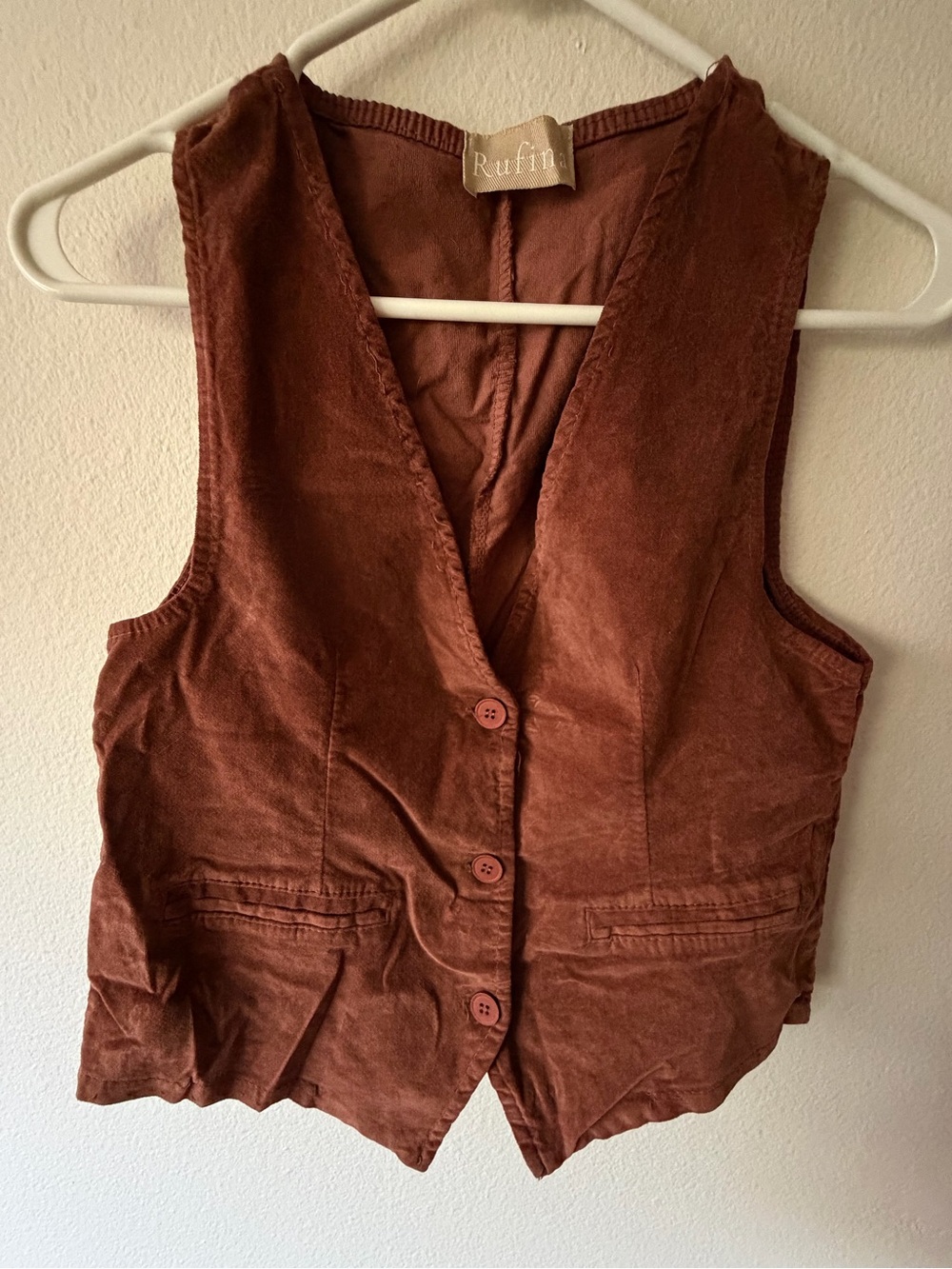 Women's Rust Brown Velvet Vest